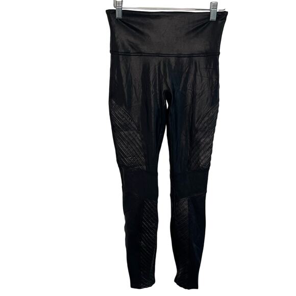 SPANX Moto faux-leather leggings Size Medium Bikercore Black - Picture 3 of 10